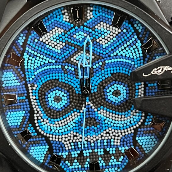 NEW Ed Hardy Blue Skull Mens Watch - Picture 10 of 11